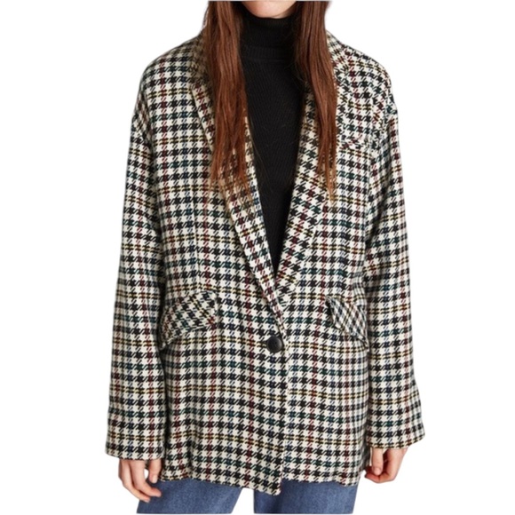 Oversized Houndstooth Houndstooth Coat Women's Zara Zara TRF - Main Image